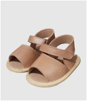 Leather Soft Sole Sandals - Rose Gold
