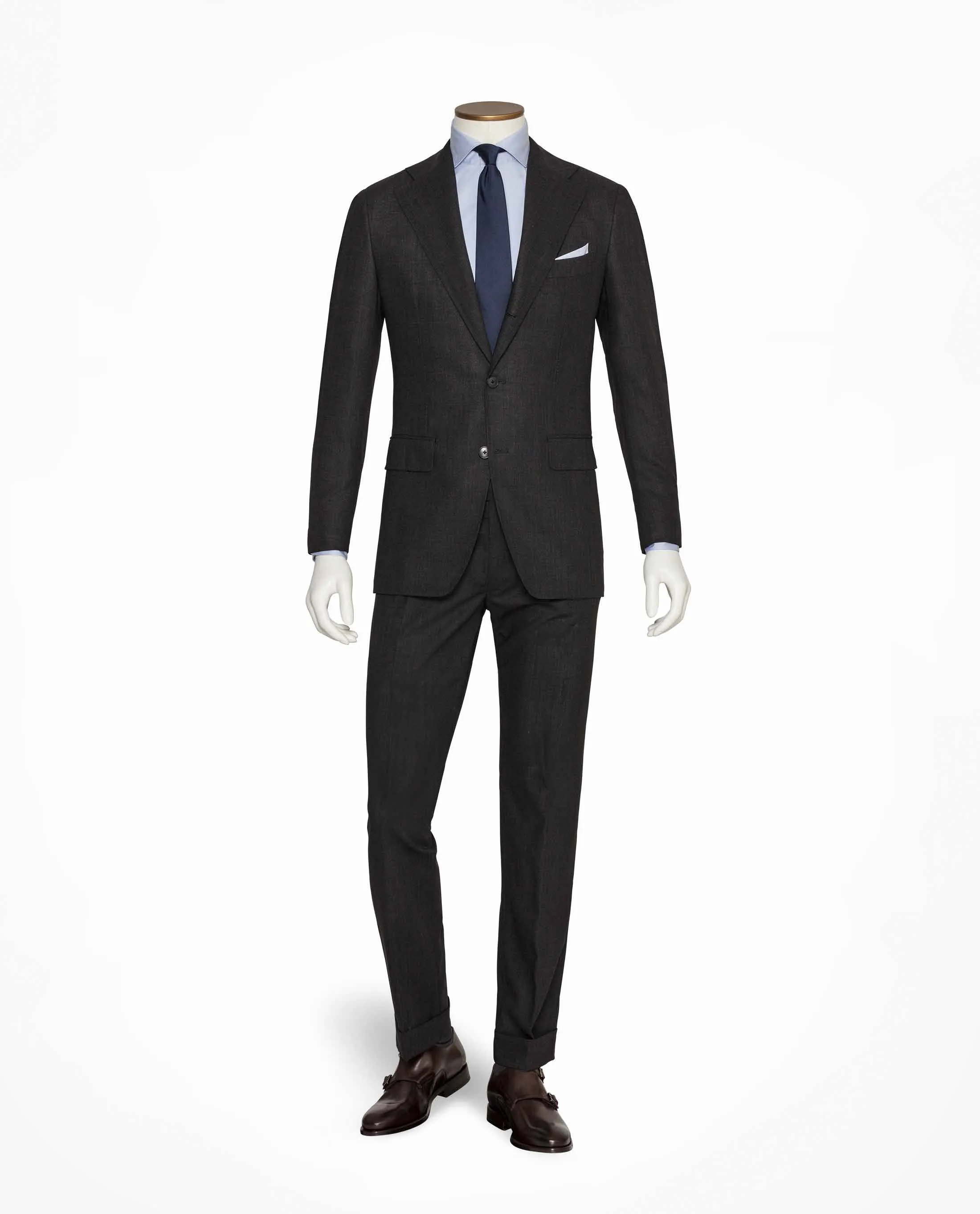 Loro Piana TRAVELLER Charcoal Grey High Twisted Wool Tropical