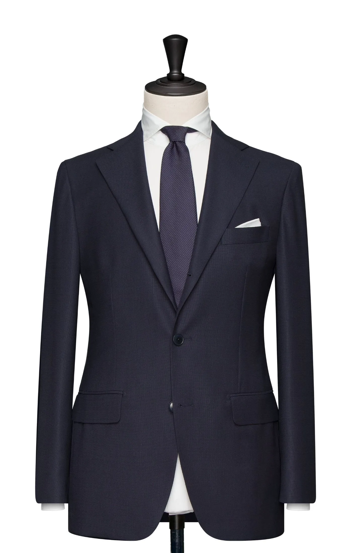 Loro Piana TRAVELLER Navy Blue Hopsack High Twisted Wool