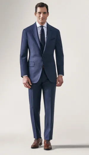 Loro Piana TRAVELLER Navy Blue Hopsack High Twisted Wool