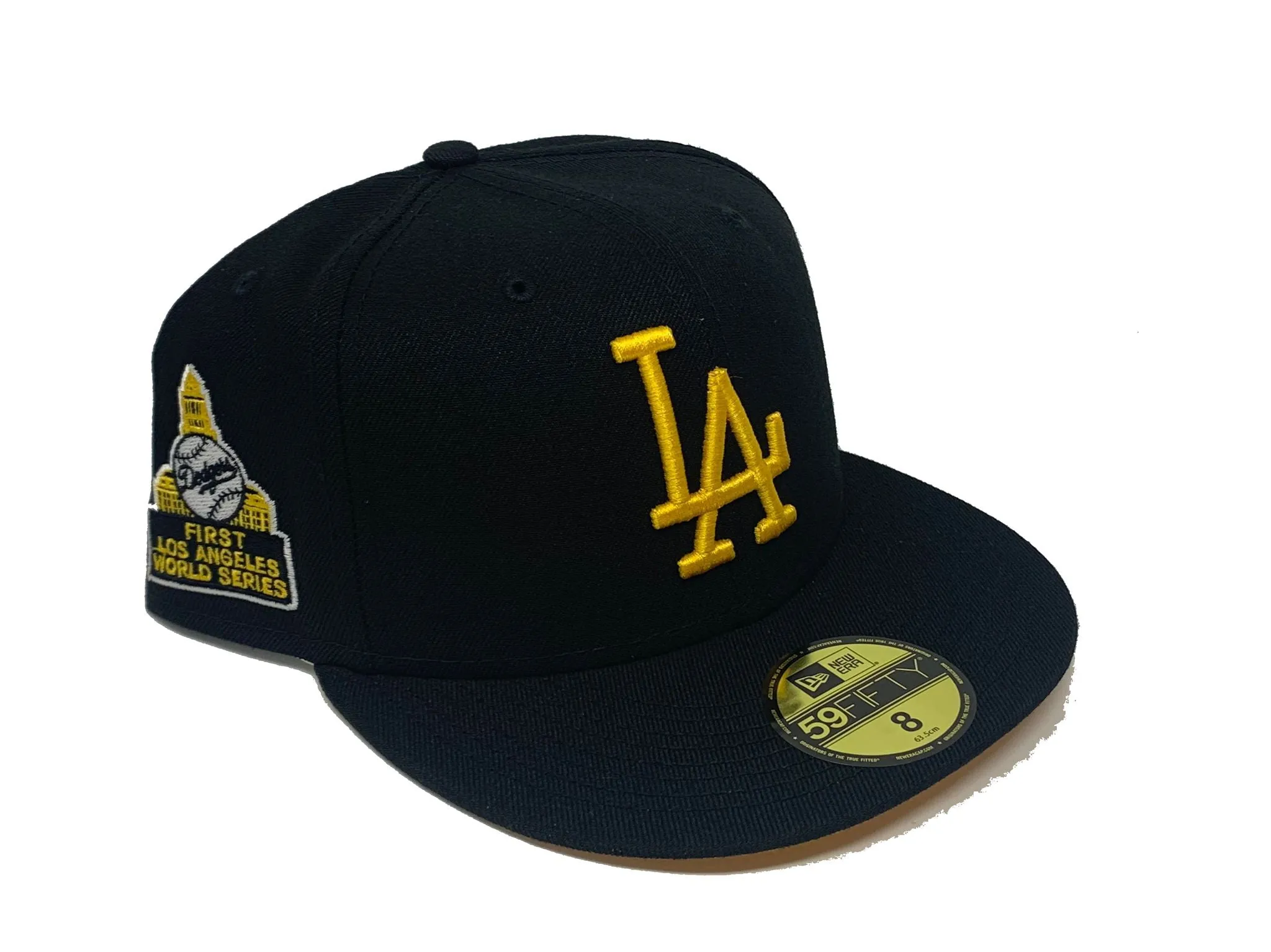 LOS ANGELES DODGERS FIRST WORLD SERIES BLACK YELLOW BRIM NEW ERA FITTED HAT