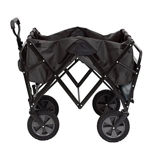 Mac Sports Collapsible Outdoor Utility Wagon with Folding Table and Drink Holders, Gray