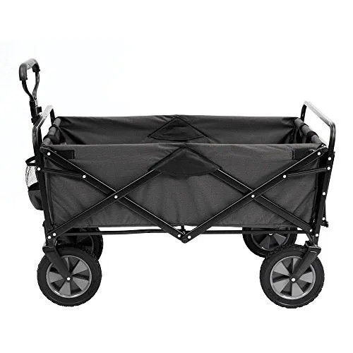Mac Sports Collapsible Outdoor Utility Wagon with Folding Table and Drink Holders, Gray