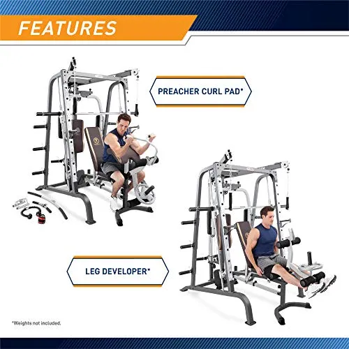 Marcy Smith Cage Workout Machine Total Body Training Home Gym System with Linear Bearing Md-9010G, Silver (MD-9010)