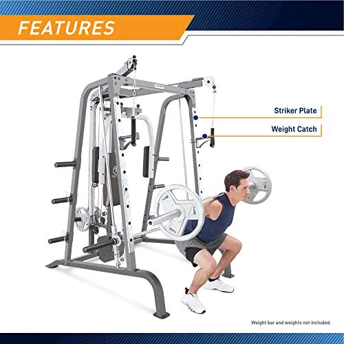 Marcy Smith Cage Workout Machine Total Body Training Home Gym System with Linear Bearing Md-9010G, Silver (MD-9010)