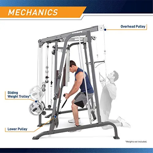 Marcy Smith Cage Workout Machine Total Body Training Home Gym System with Linear Bearing Md-9010G, Silver (MD-9010)