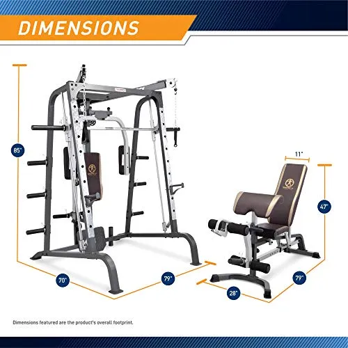 Marcy Smith Cage Workout Machine Total Body Training Home Gym System with Linear Bearing Md-9010G, Silver (MD-9010)