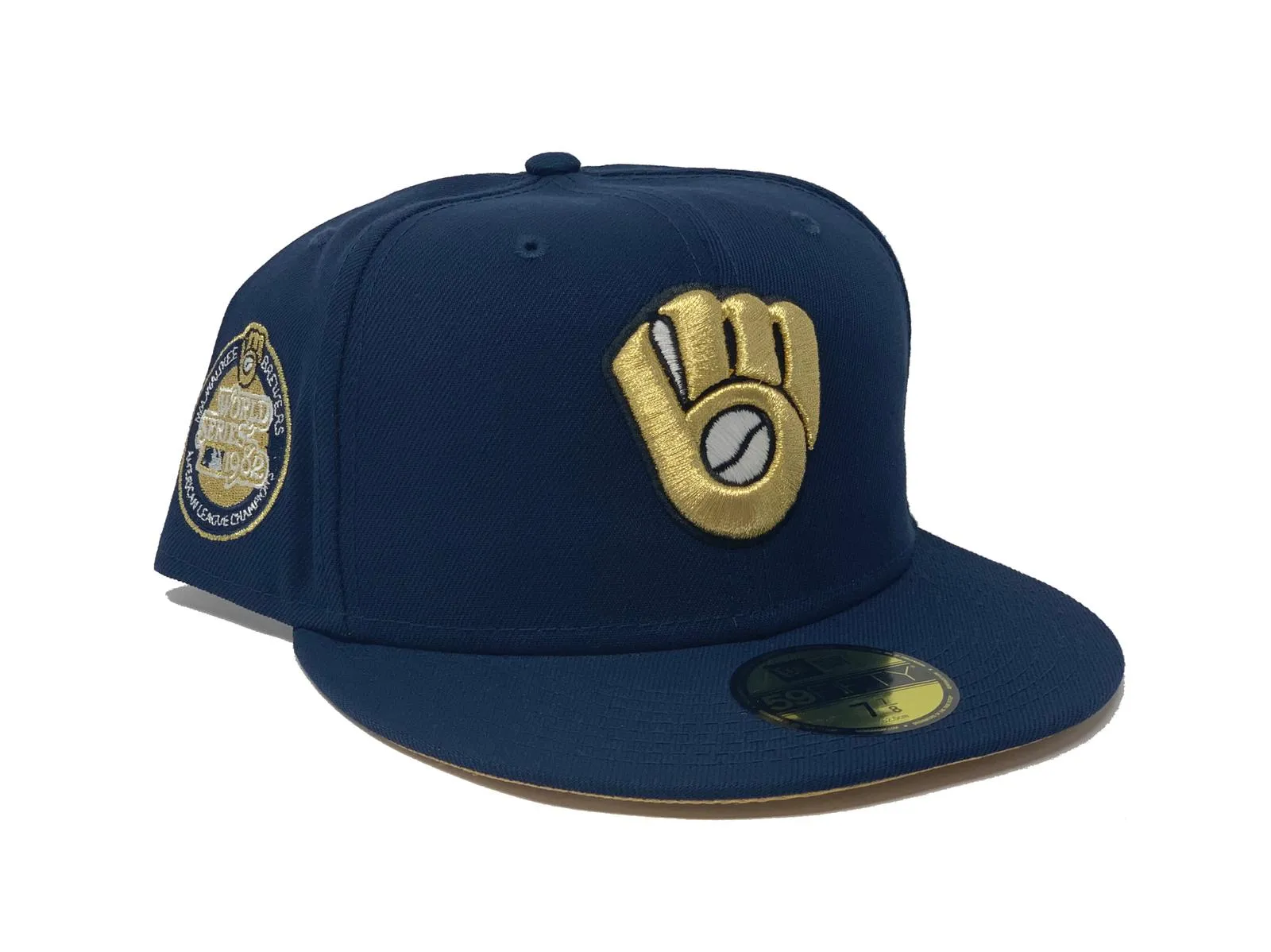 MILWAUKEE BREWERS 1982 WORLD SERIES LIGHT NAVY METALLIC GOLD BRIM NEW ERA FITTED HAT