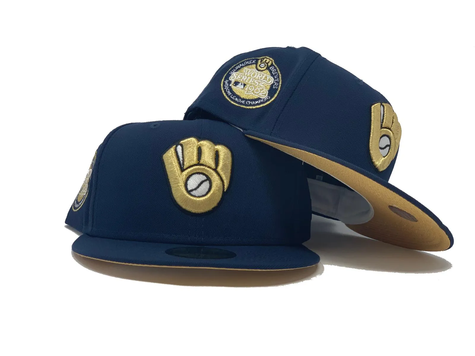 MILWAUKEE BREWERS 1982 WORLD SERIES LIGHT NAVY METALLIC GOLD BRIM NEW ERA FITTED HAT