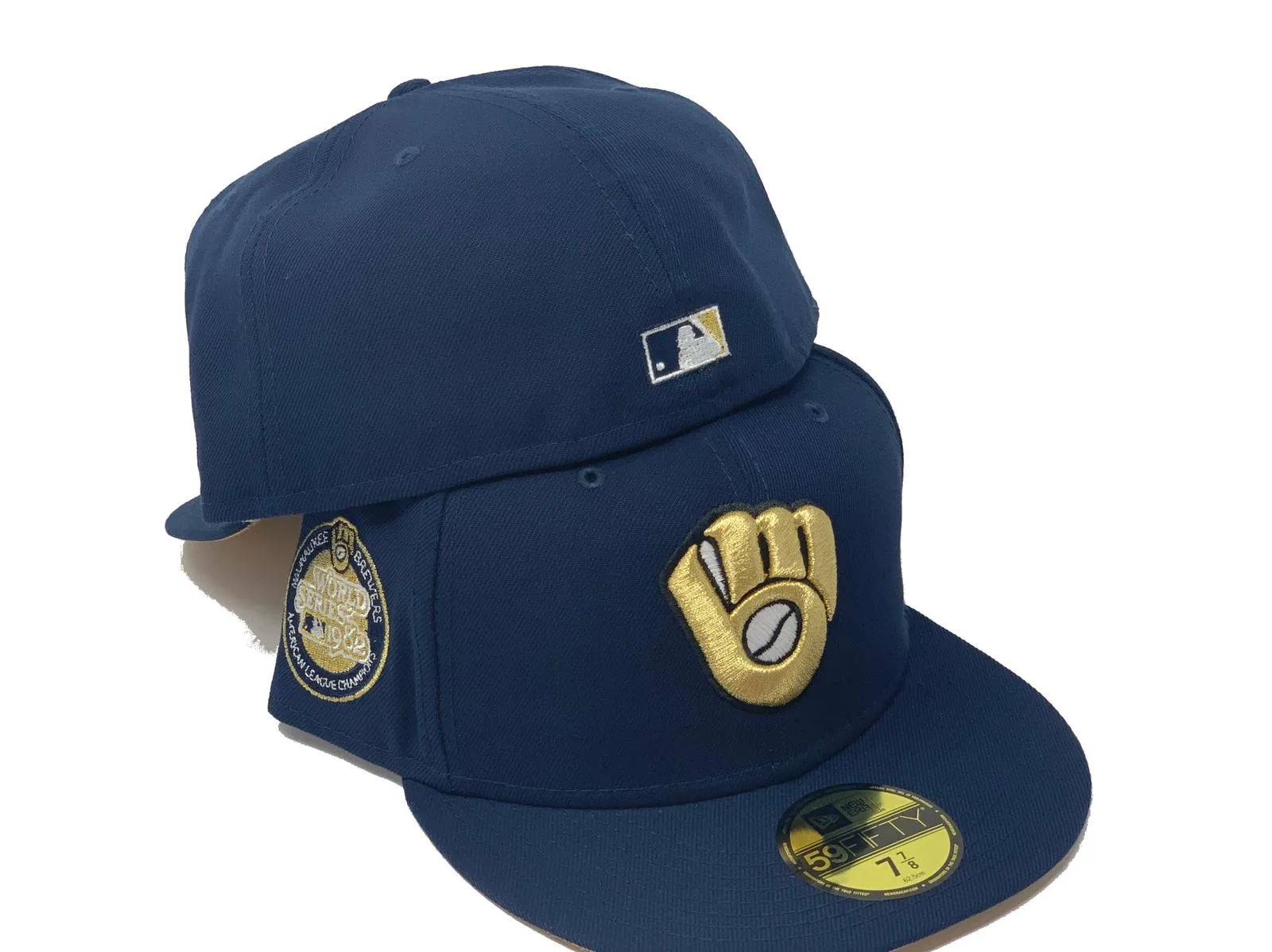 MILWAUKEE BREWERS 1982 WORLD SERIES LIGHT NAVY METALLIC GOLD BRIM NEW ERA FITTED HAT