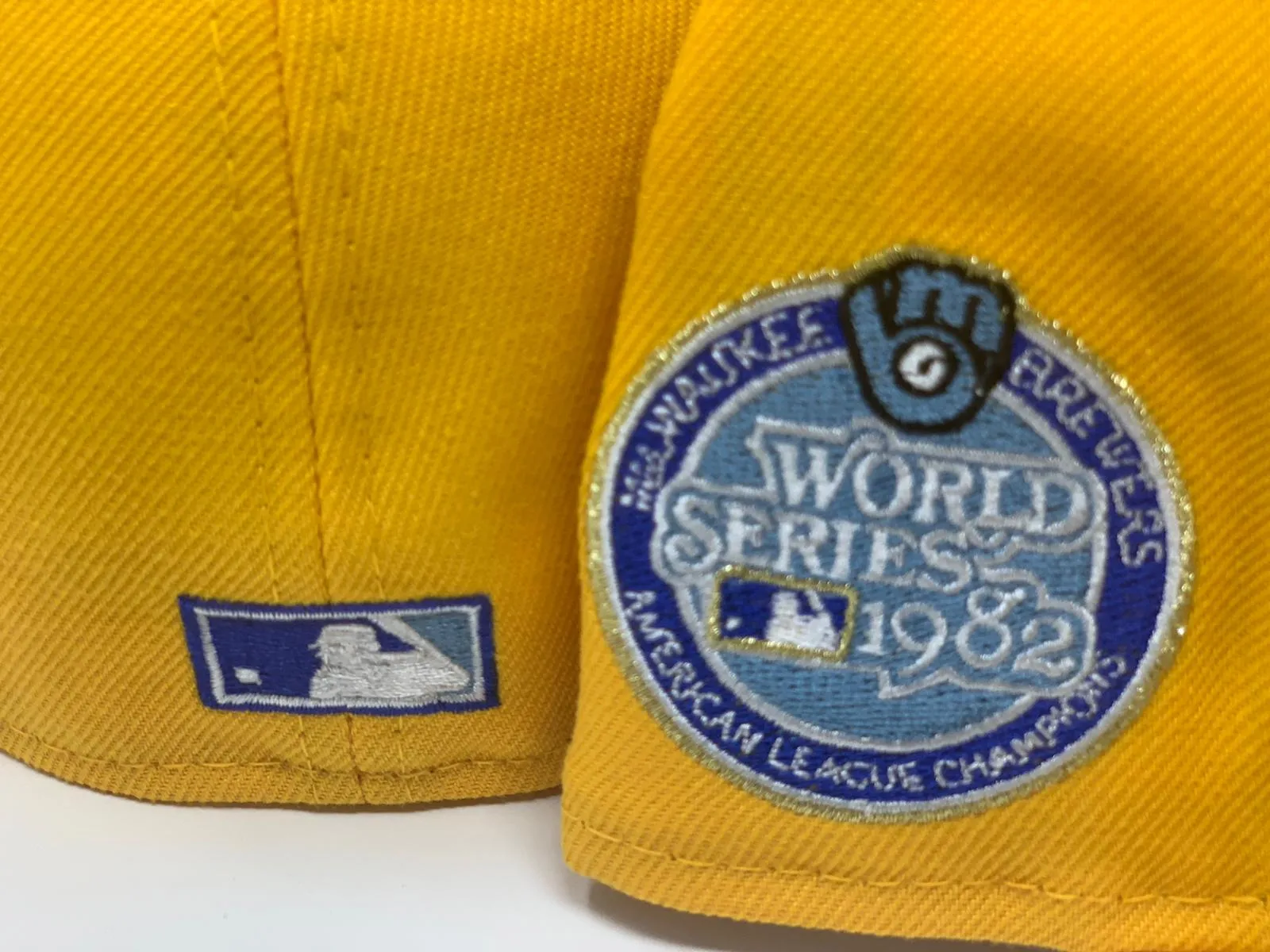 MILWAUKEE BREWERS 1982 WORLD SERIES TAXI YELLOW ICY BRIM NEW ERA FITTED HAT