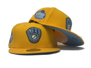 MILWAUKEE BREWERS 1982 WORLD SERIES TAXI YELLOW ICY BRIM NEW ERA FITTED HAT