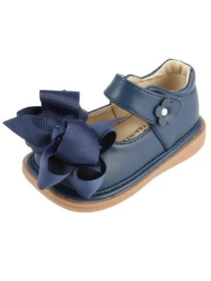 Mooshu Trainers Baby Girls Navy Bow Squeaky Mary Jane Shoes 3-4