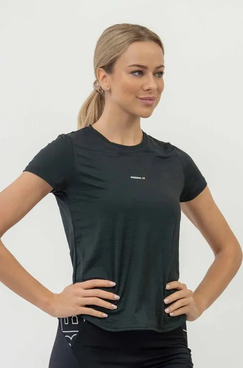 Nebbia Fit Activewear T-Shirt airy with Reflective Logo - Black