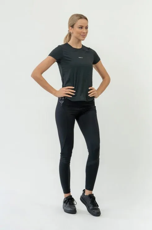 Nebbia Fit Activewear T-Shirt airy with Reflective Logo - Black