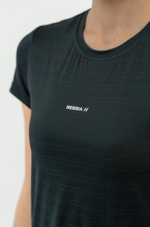 Nebbia Fit Activewear T-Shirt airy with Reflective Logo - Black