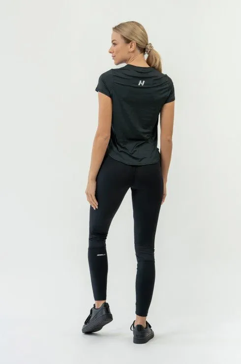 Nebbia Fit Activewear T-Shirt airy with Reflective Logo - Black