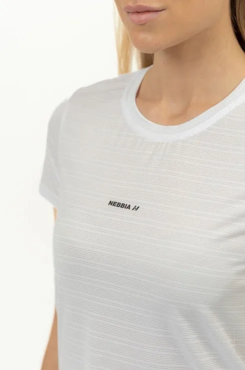 Nebbia Fit Activewear T-Shirt airy with Reflective Logo - White
