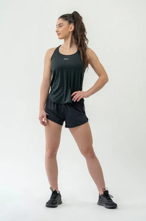 Nebbia Fit Activewear Tank Top Airy with Reflective Logo - Black