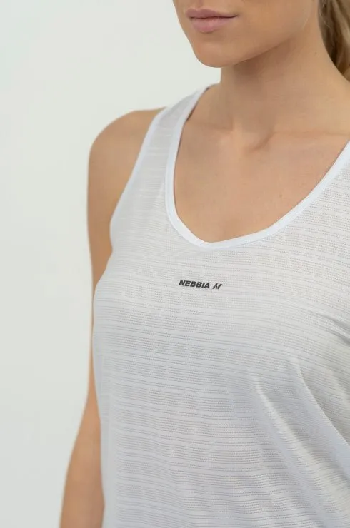 Nebbia Fit Activewear Tank Top Airy with Reflective Logo - White