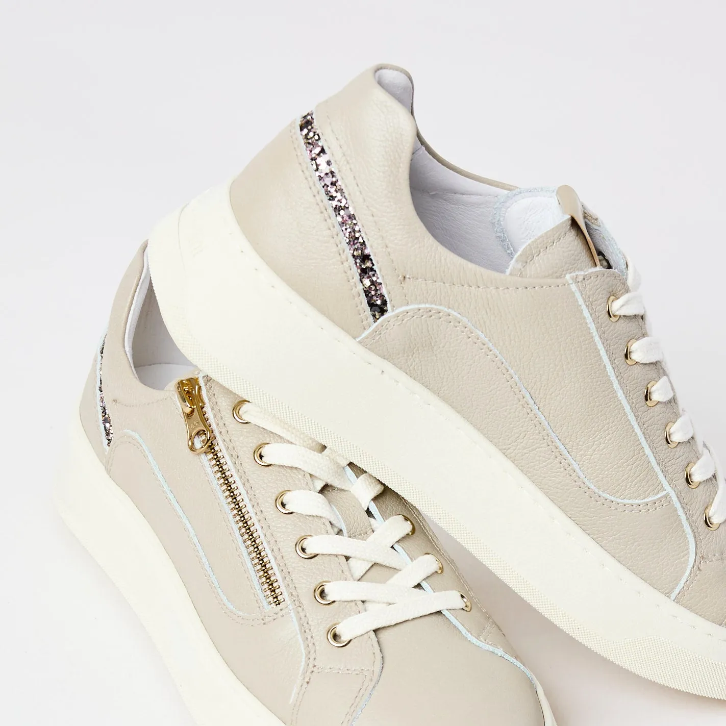 NeroGiardini Cream Leather Trainers