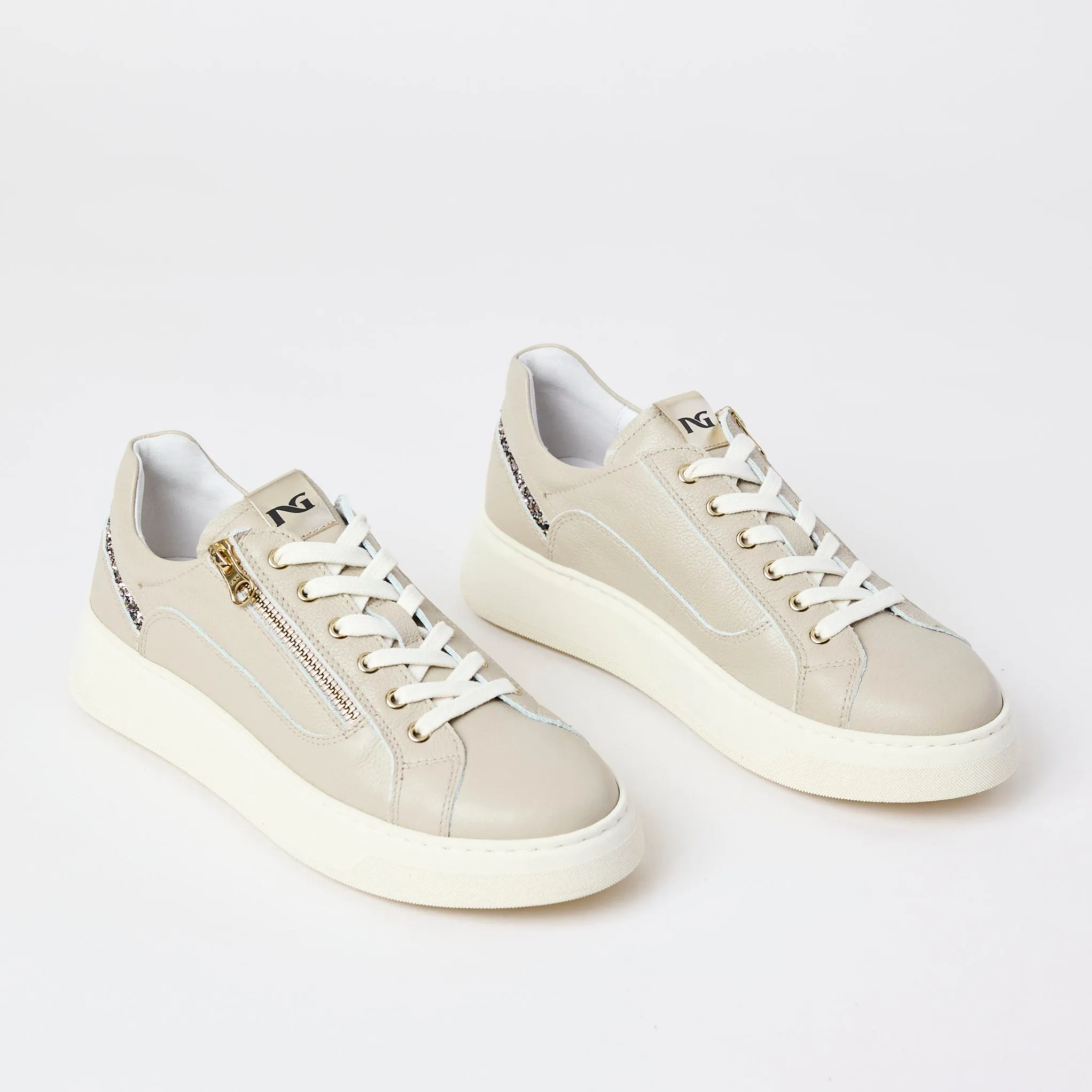 NeroGiardini Cream Leather Trainers