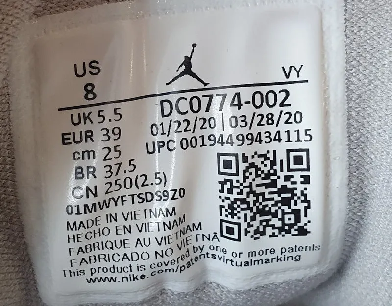 Nike Air Jordan 1 Low Suede Trainers UK5.5/US8/EU39 DC0774-002 Grey Fog/White