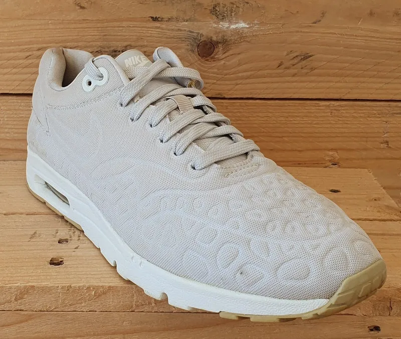 Nike Air Max 1 Ultra Plush Textile Trainers UK7/US9.5/EU41 844882-003 Light Bone