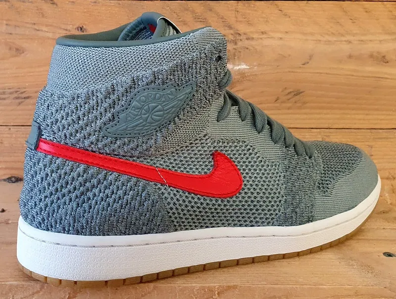 Nike Jordan 1 Retro Mid Flyknit Trainers UK9/US10/EU44 919704-333 Clay Grey