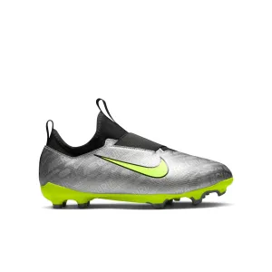 Nike Junior Zoom Mercurial Vapor 15 XXV Academy FG/MG Soccer Cleats - Metallic Silver/Black/Volt