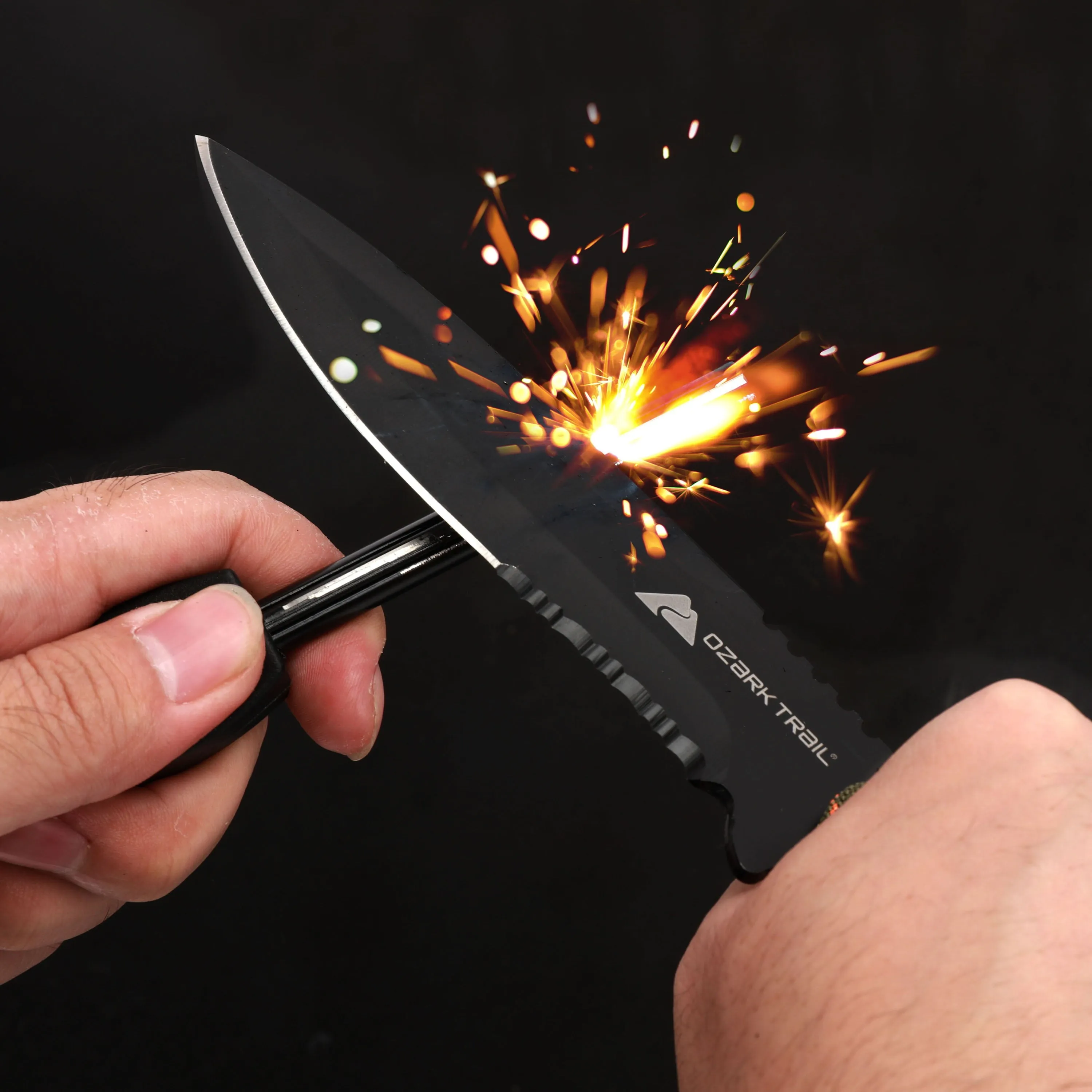 Ozark Trail Stainless Steel Paracord Knife with Fire Starter, Model 5032