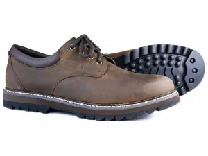 PAINSWICK Mens Waterproof Leather Walking shoes in Dark Brown with rubber sole
