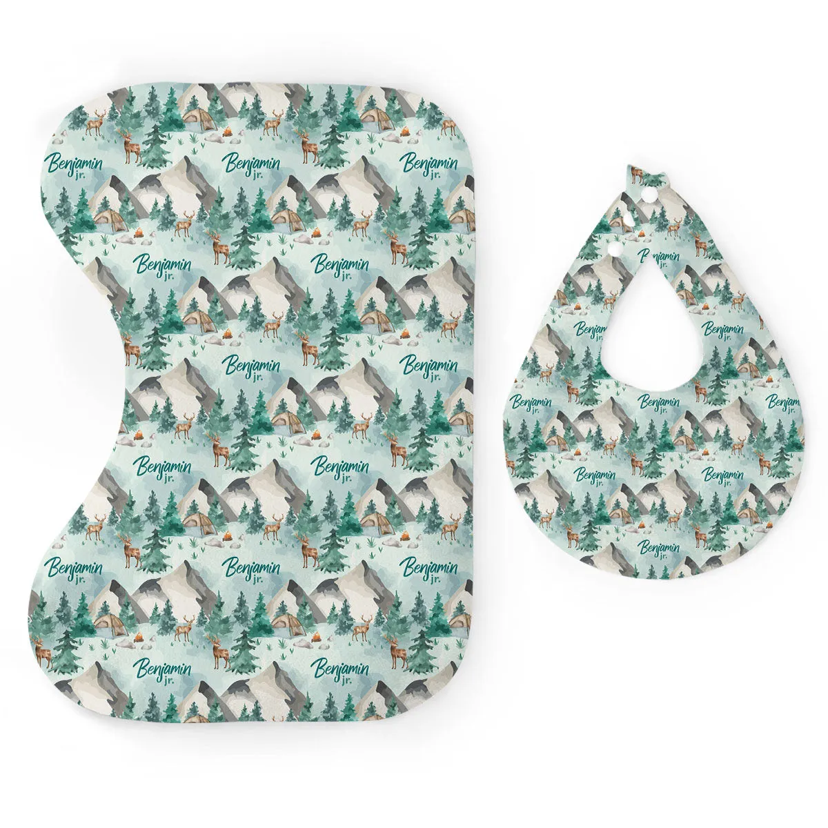 Personalized  Bib & Burp Cloth Set | The Great Outdoors