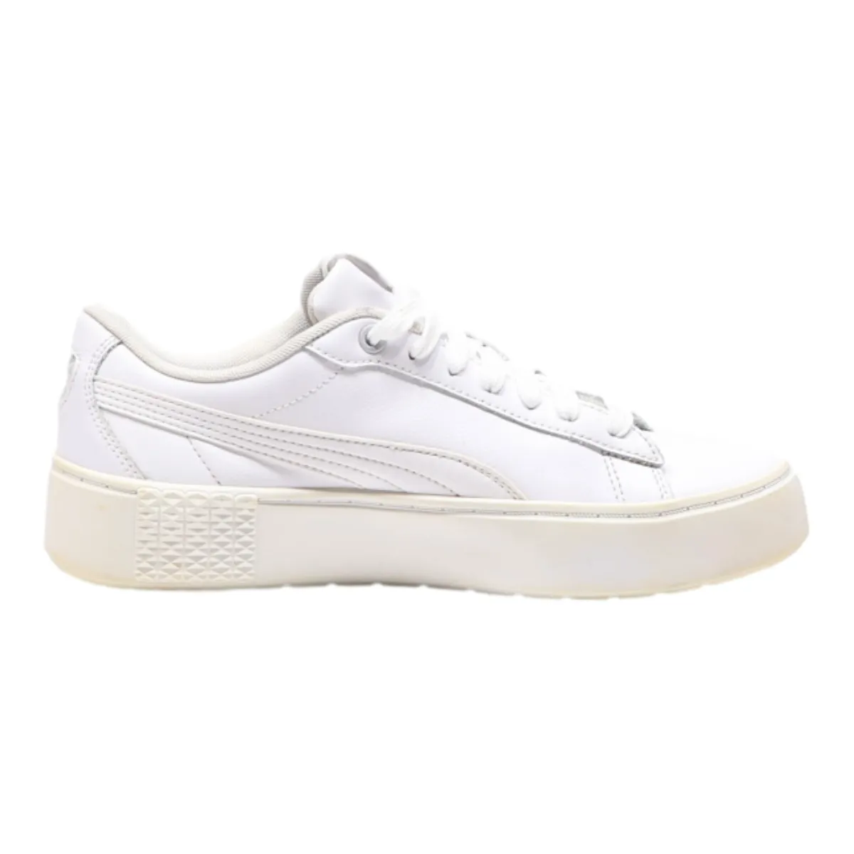 PUMA Smash Platform Trainers White Leather Womens UK 6