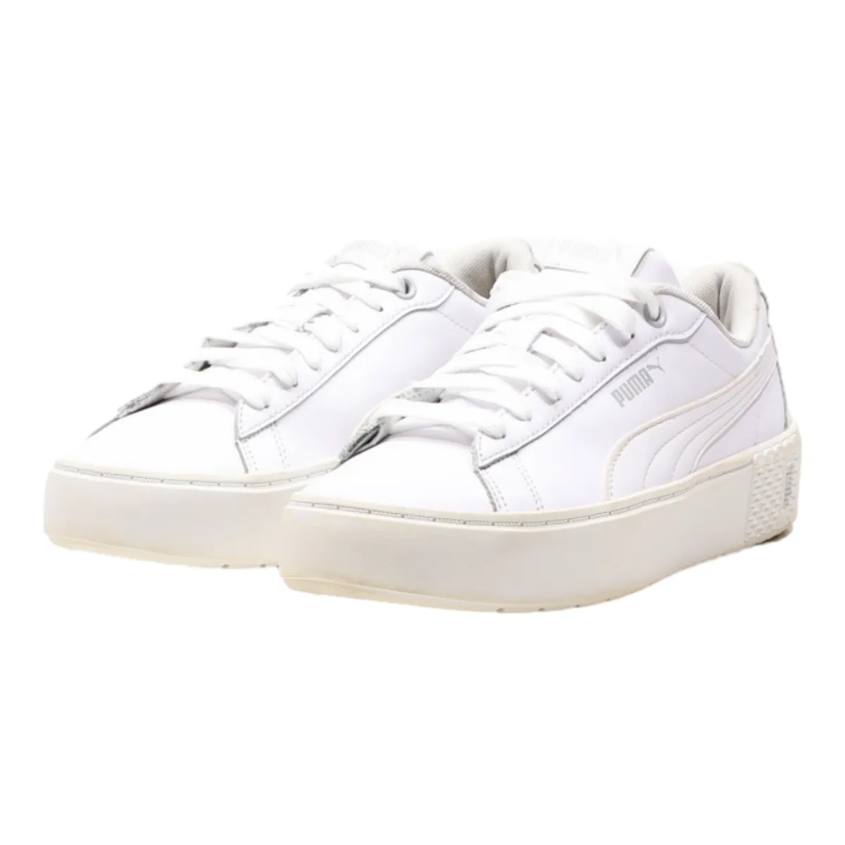 PUMA Smash Platform Trainers White Leather Womens UK 6