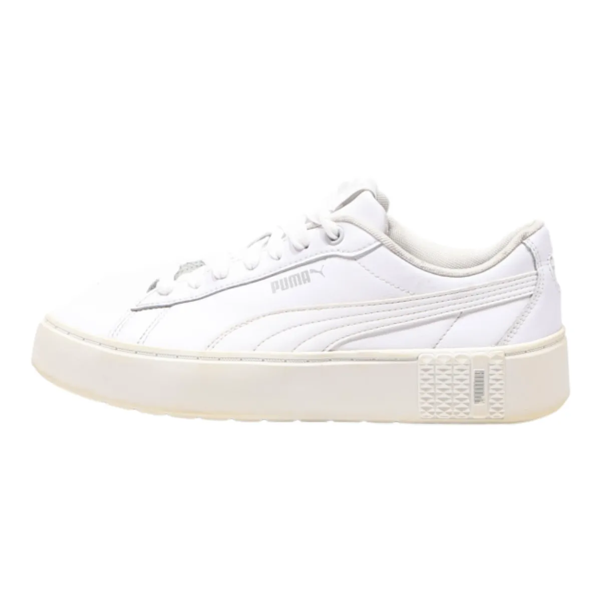 PUMA Smash Platform Trainers White Leather Womens UK 6