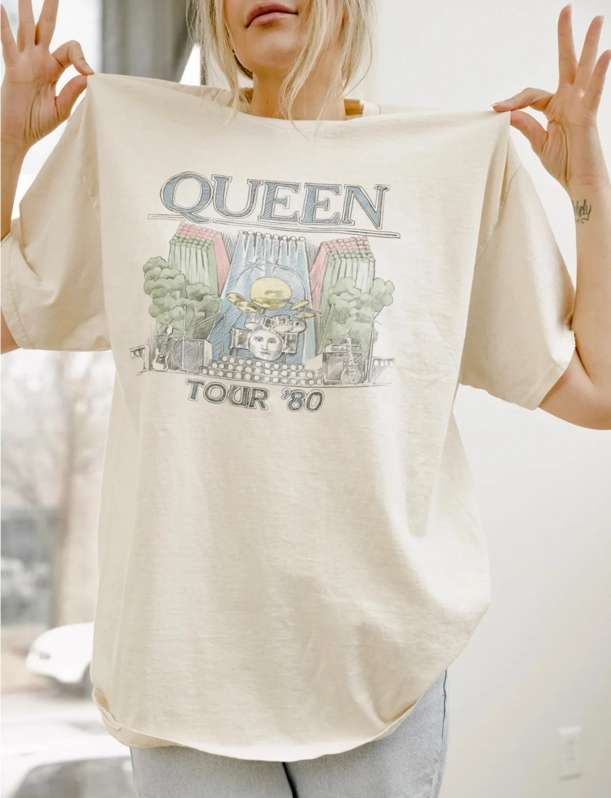 Queen 1980 Tour Licensed Graphic Tee