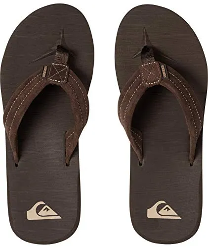 Quiksilver Men's Carver Suede 3 Point Flip Flop Athletic Sandal, Demitasse Solid, 11 M US