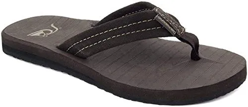 Quiksilver Men's Carver Suede 3 Point Flip Flop Athletic Sandal, Demitasse Solid, 11 M US