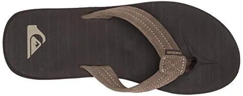 Quiksilver Men's Carver Suede 3 Point Flip Flop Athletic Sandal, Demitasse Solid, 11 M US