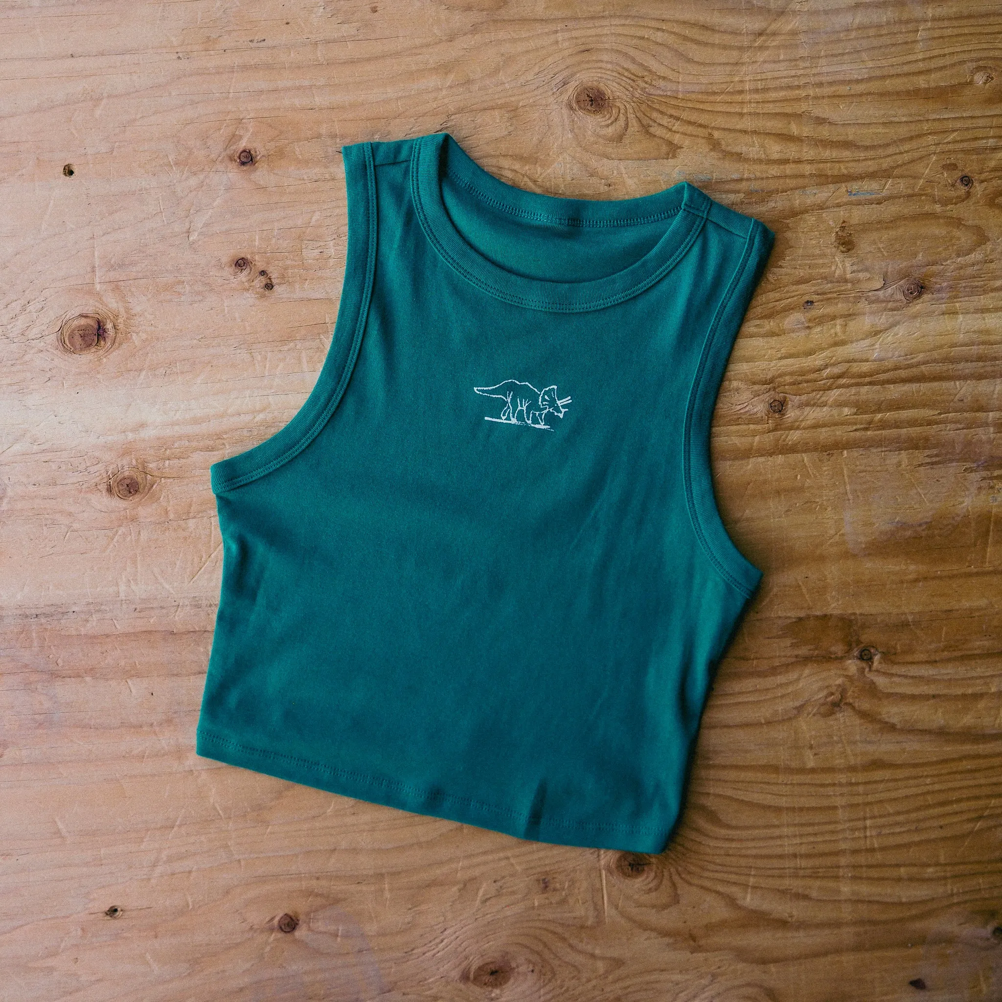 "Triceratops" Muscle Crop Tank