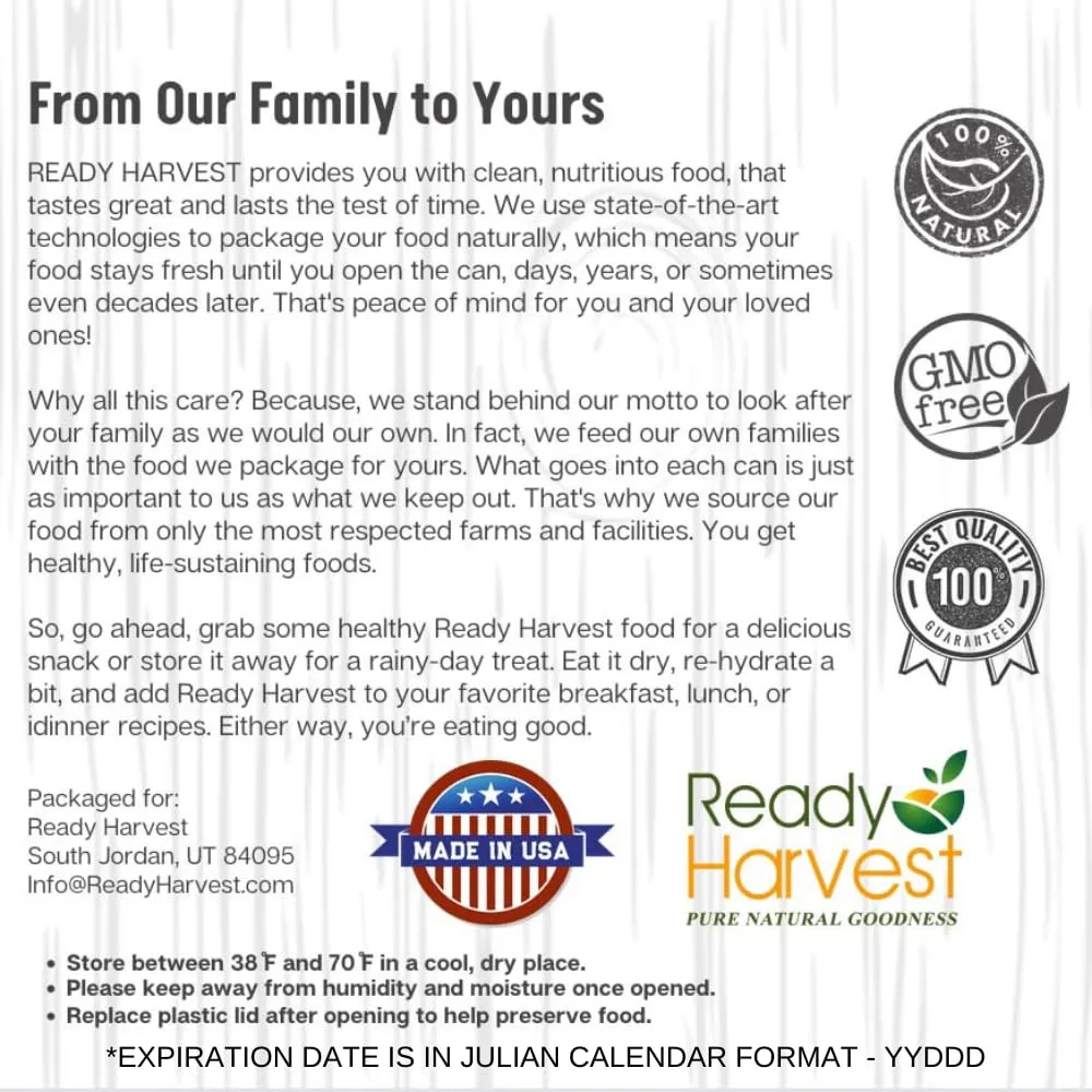 Ready Harvest Freeze-Dried Green Beans - 30 Year Shelf Life - #10 Can