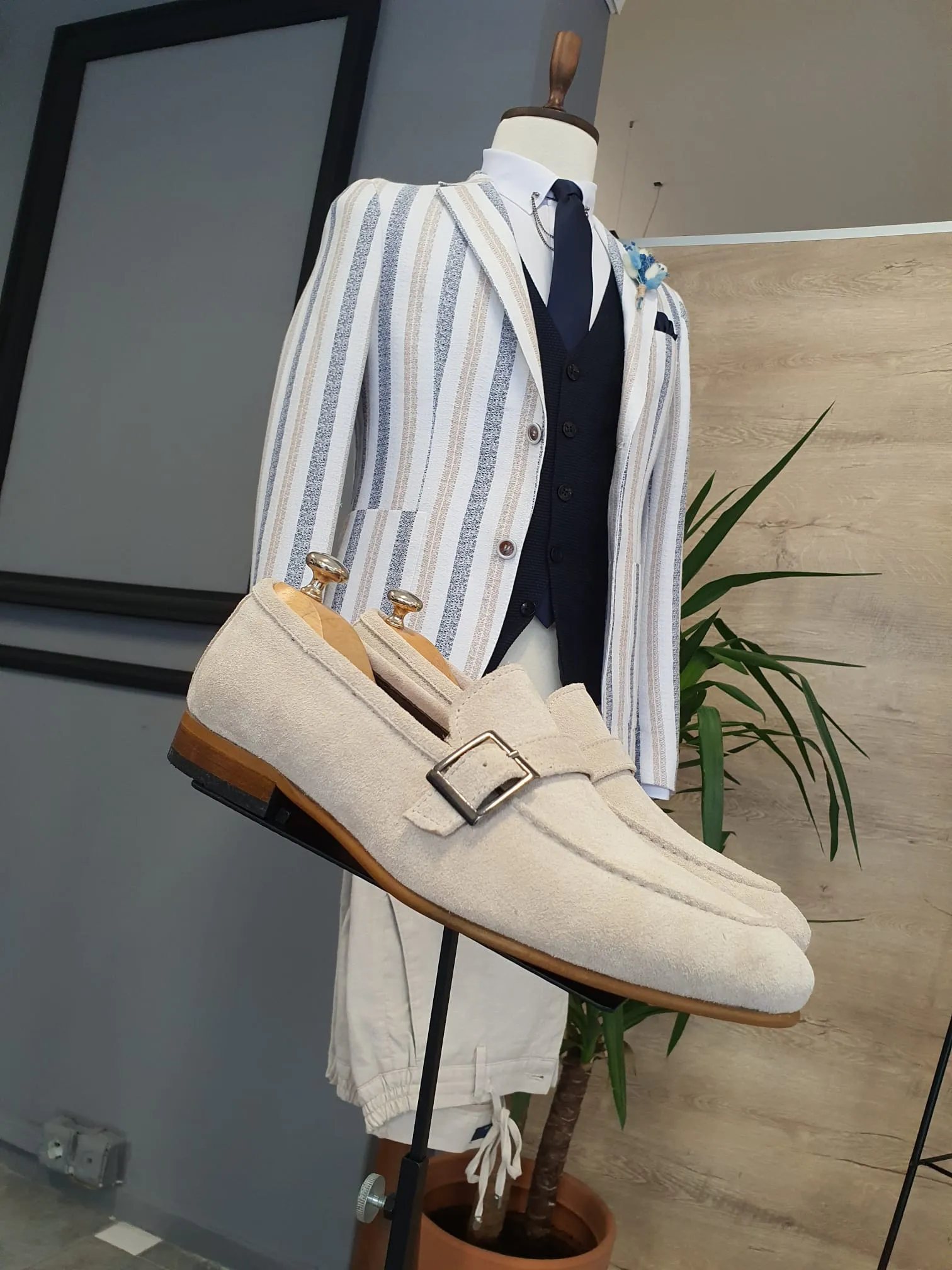 Ross Sardinelli Neolite Suede Beige Leather Shoes