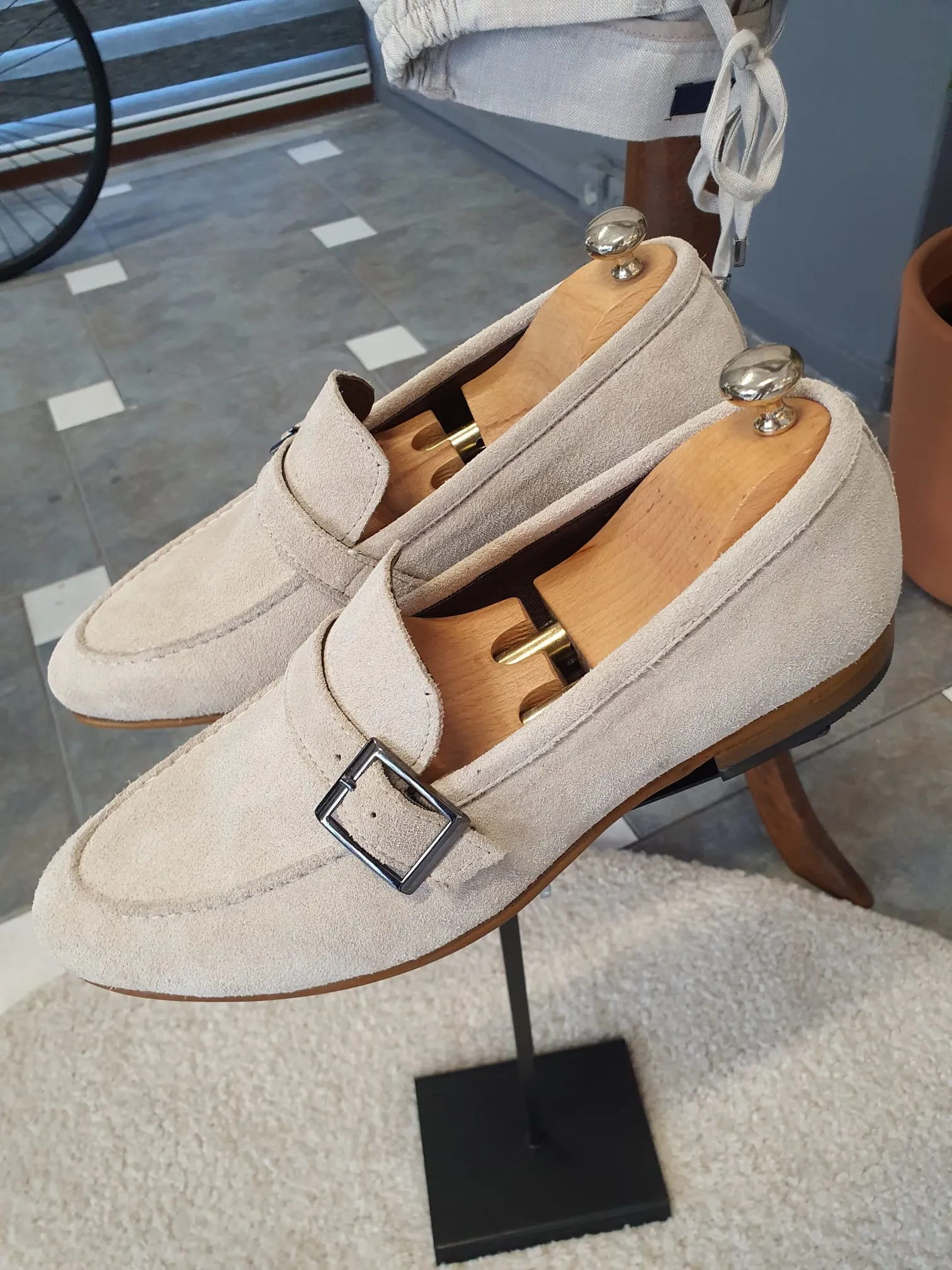 Ross Sardinelli Neolite Suede Beige Leather Shoes