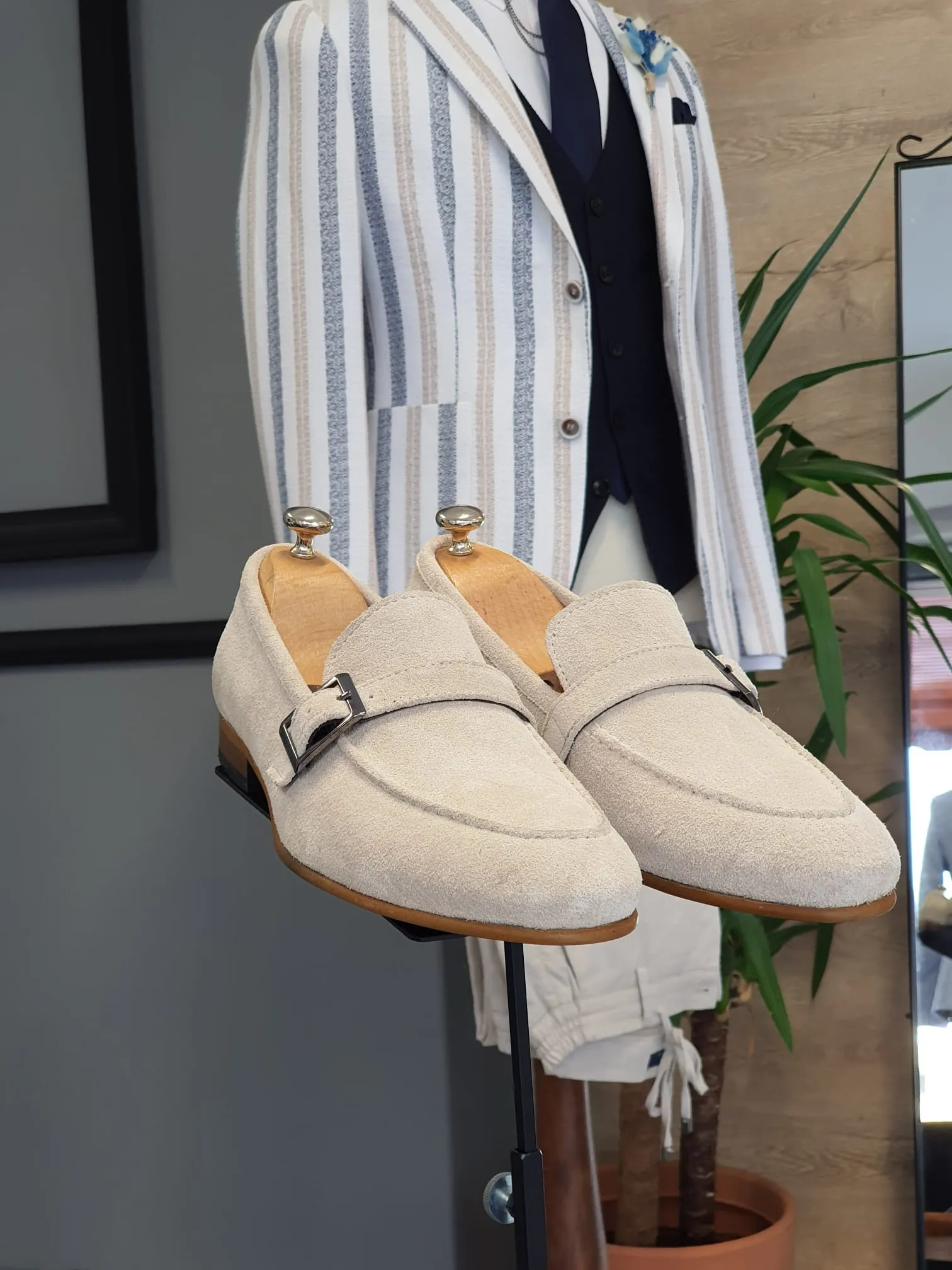 Ross Sardinelli Neolite Suede Beige Leather Shoes