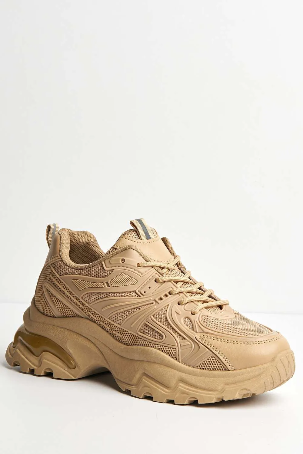 Rox Chunky Lace-Up Trainers in Khaki