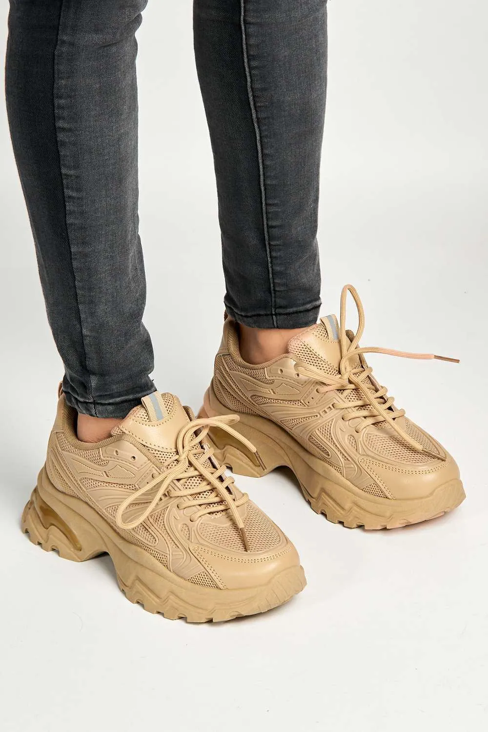 Rox Chunky Lace-Up Trainers in Khaki