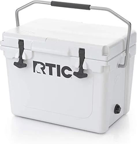 RTIC Hard Cooler, 20 qt, White, Ice Chest with Heavy Duty Rubber Latches, 3 Inch Insulated Walls