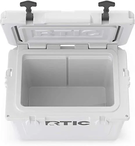 RTIC Hard Cooler, 20 qt, White, Ice Chest with Heavy Duty Rubber Latches, 3 Inch Insulated Walls