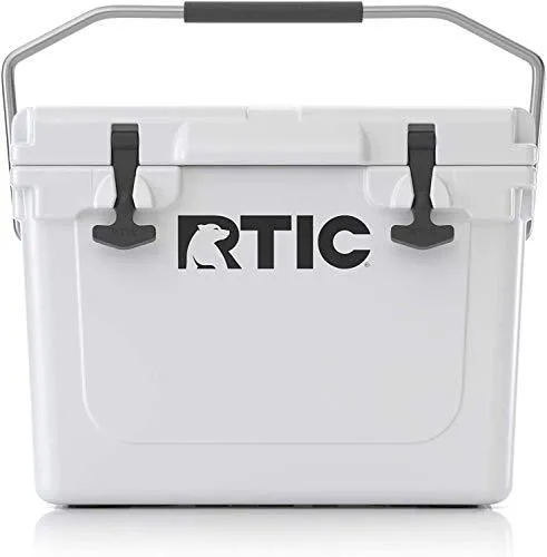 RTIC Hard Cooler, 20 qt, White, Ice Chest with Heavy Duty Rubber Latches, 3 Inch Insulated Walls